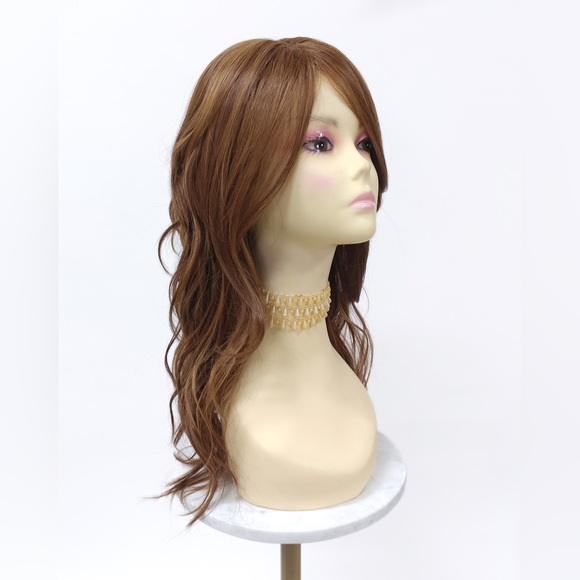 Auburn strawberry blonde wavy heat resistant wig main image 6
